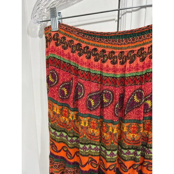 Planet Gold Bohemian Multicolor Maxi Skirt Elastic Waistband Sz Medium - Picture 4 of 8